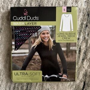 Cuddl Duds Long Sleeve Jewel Neck Crew With Thumbholes Size Small Womens